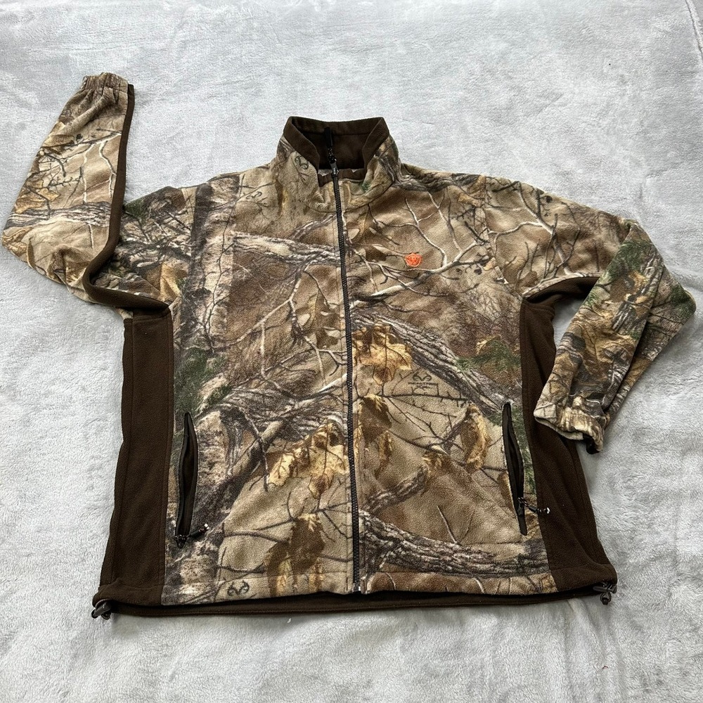Game Winner‎ Fleece Jacket Mens Large  Brown Camo Full Zip Hunting Outdoor Warm